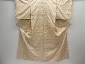 格子に絣柄織り出し手織り紬着物アンサンブル